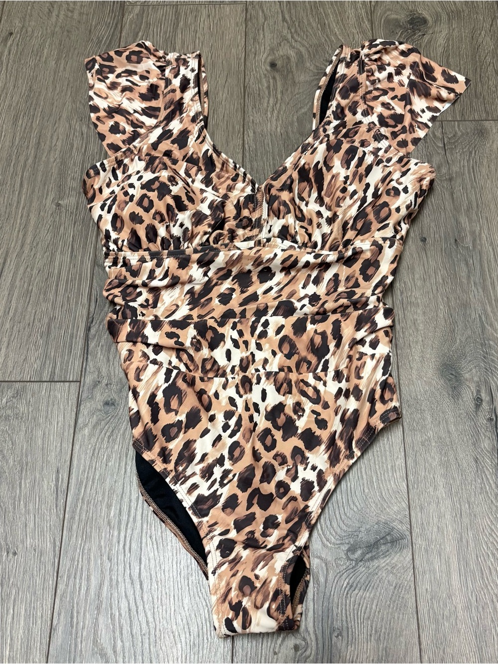 Leopard print one piece swimsuit